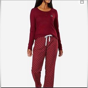🆕🔥CALVIN KLEIN SUPER CUTE&STYLISH PJ SET/HENLEY LONGSLEEVE TOP&FLEECE PANTSNWT